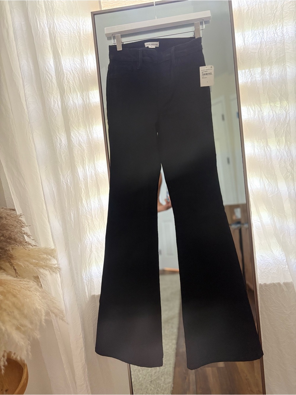 Good American Black High-Rise Power Stretch Pull-on Flare Jeans
